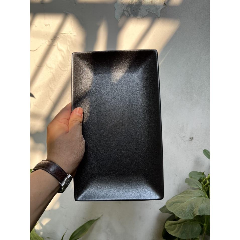 Đĩa sứ chữ nhật men nhám chống xước màu đen - Đĩa sứ nhà hàng sứ cao cấp p/c Bắc Âu