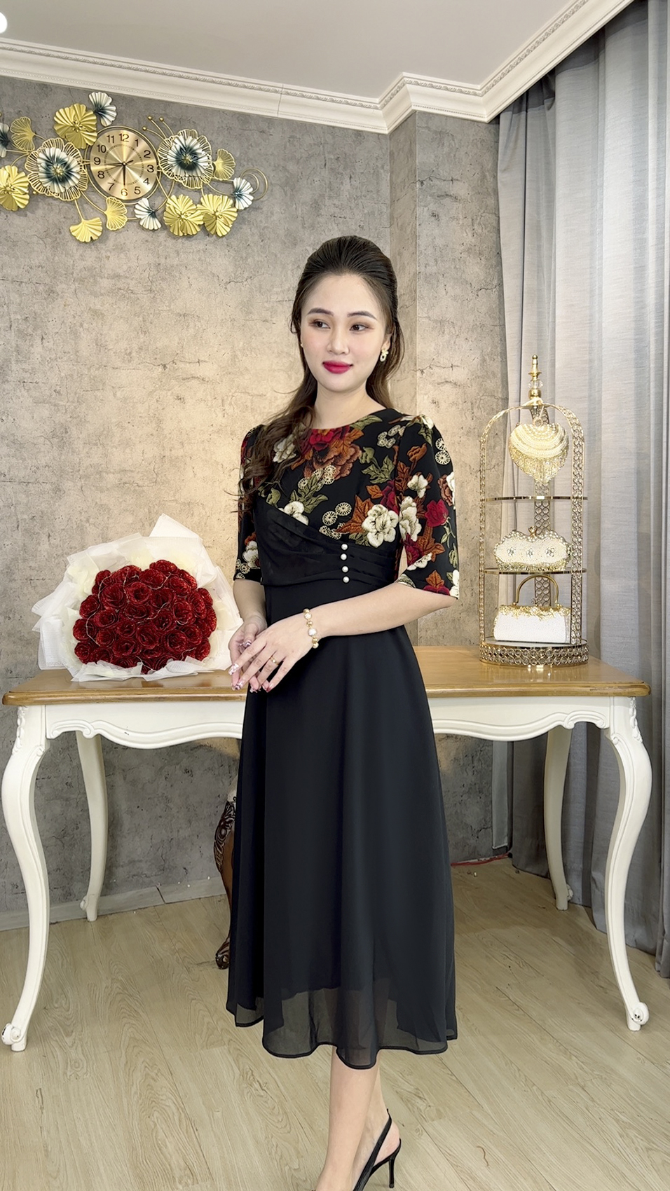 Đầm Trung Niên [ Linh Trà ] (TM 1123) Trẻ Trung Thiết Kế Trang Nhã Thanh Lịch Bigsize Đi Làm Đi Tiệc Cho Bà Cho Mẹ U50