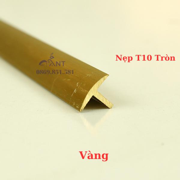 Nẹp Đồng T10 tròn Vàng, Nẹp đồng chữ T, Nẹp đồng chống trơn, giá 1m