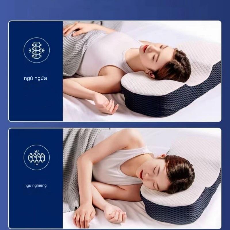 Gối cao su non công thái học Anh Lam Store chống đau vai gáy, ngủ ngáy, hỗ trợ ngủ nhanh - Thiết kế riêng biệt cho tư thế nằm ngửa và nằm nghiêng - Hàng chính hãng