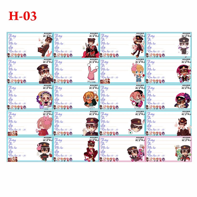 Nhãn vở set 40 Jinbaku shounen hanako-kun