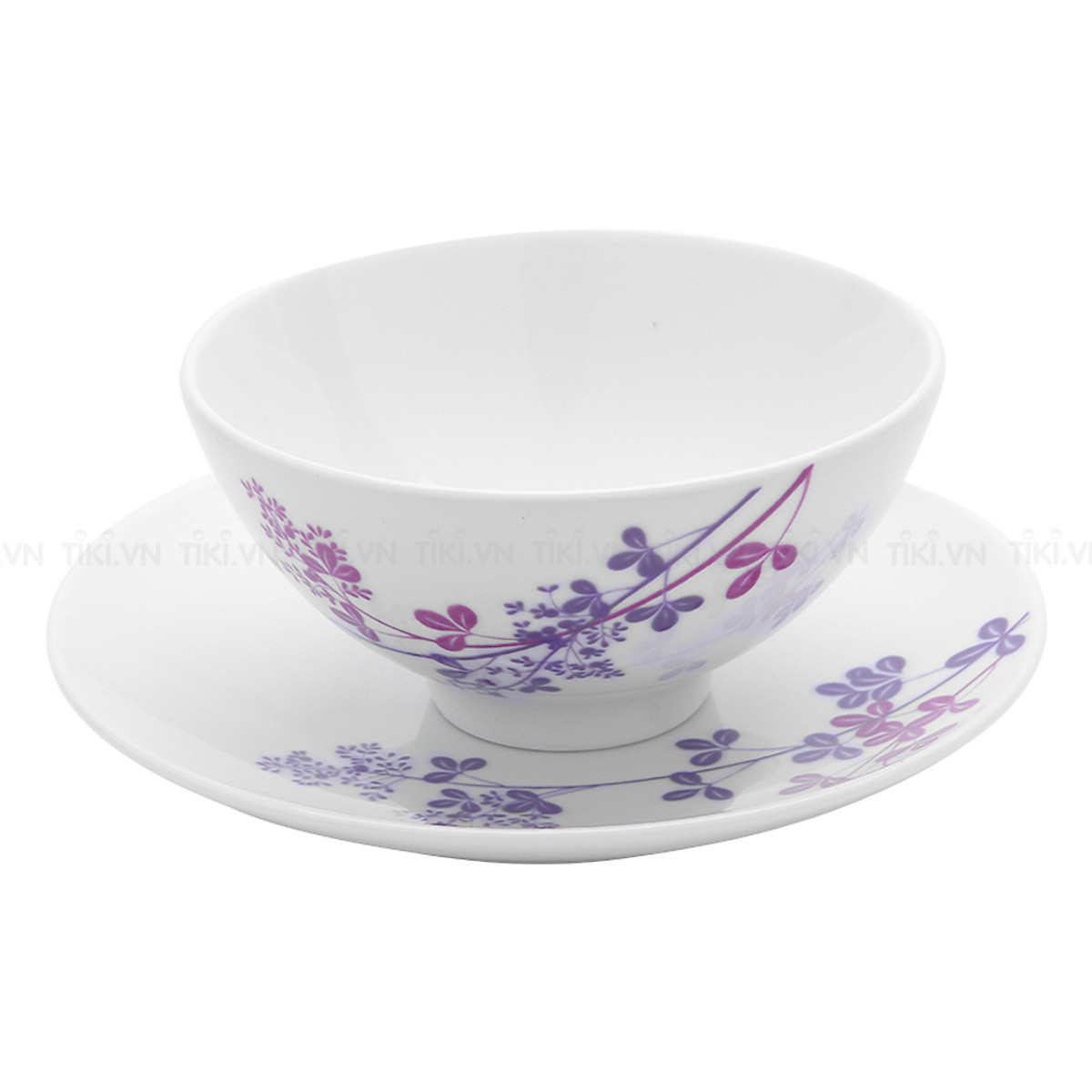 Bộ 5 dĩa lót chén 15.5 cm - Daisy - Cỏ Tím - Gốm sứ cao cấp Minh Long