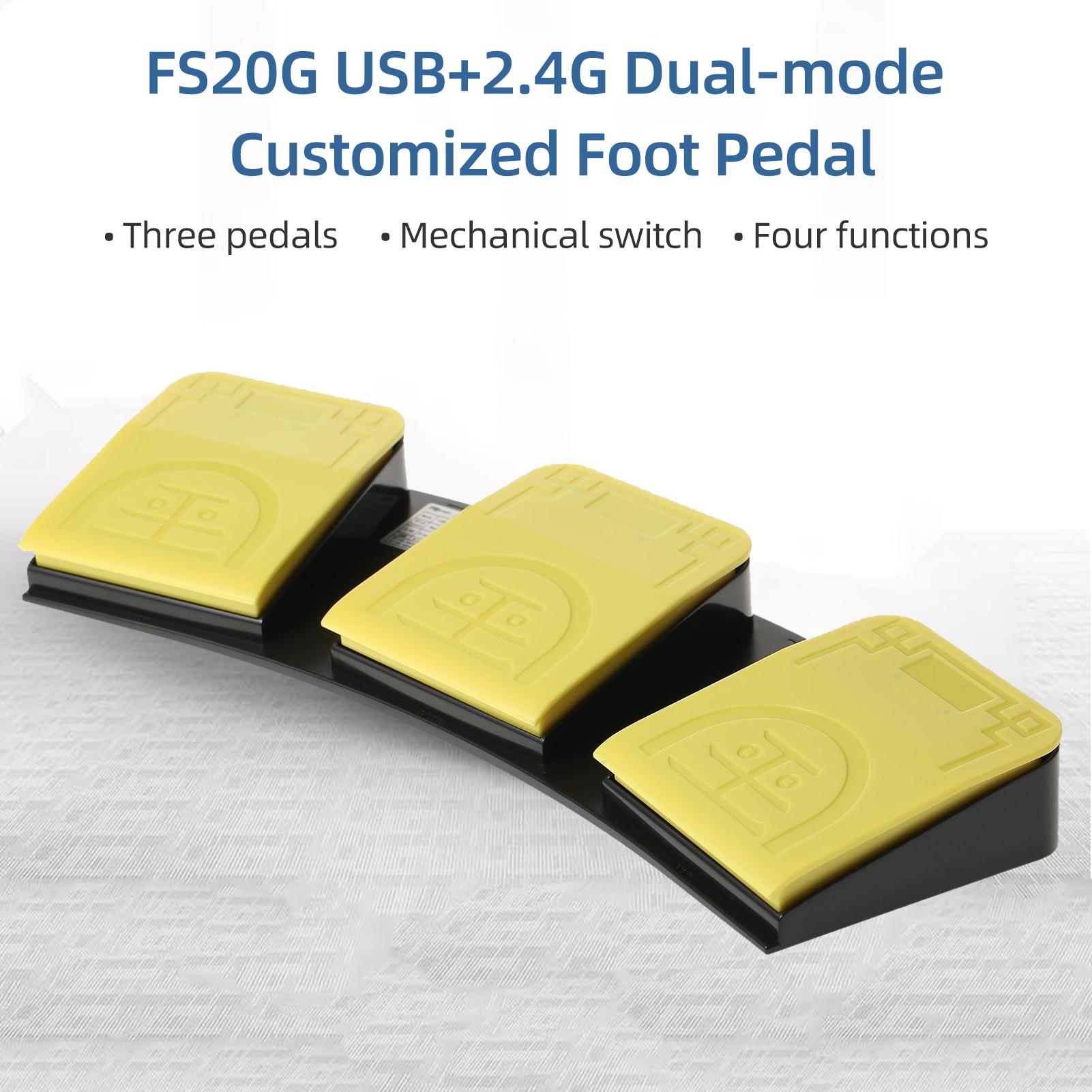 FS20G Triple Foot Switch Multifunctional Customized Foot Pedal USB+2.4G Dual-mode Connection Mechanical Switch Wide Application