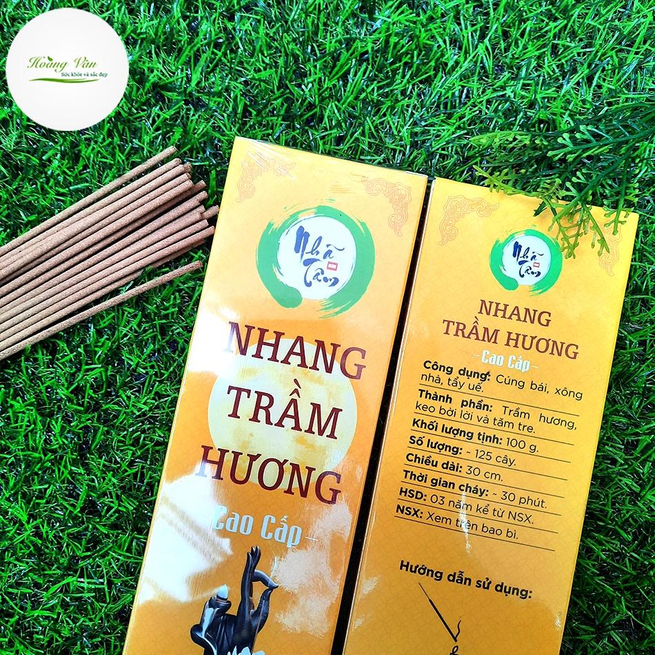 Nhang Trầm Hương cao cấp Nhã Tâm Hộp 100gram - Đậm chất trầm sạch tự nhiên 100