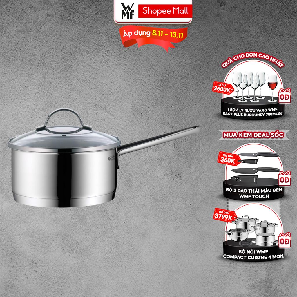 Quánh WMF Provence Plus Saucepan 16CM 1,4L Đáy Từ 3 Lớp Nguyên Khối Có Nắp Dùng Cho Mọi Loại Bếp - 0724166380