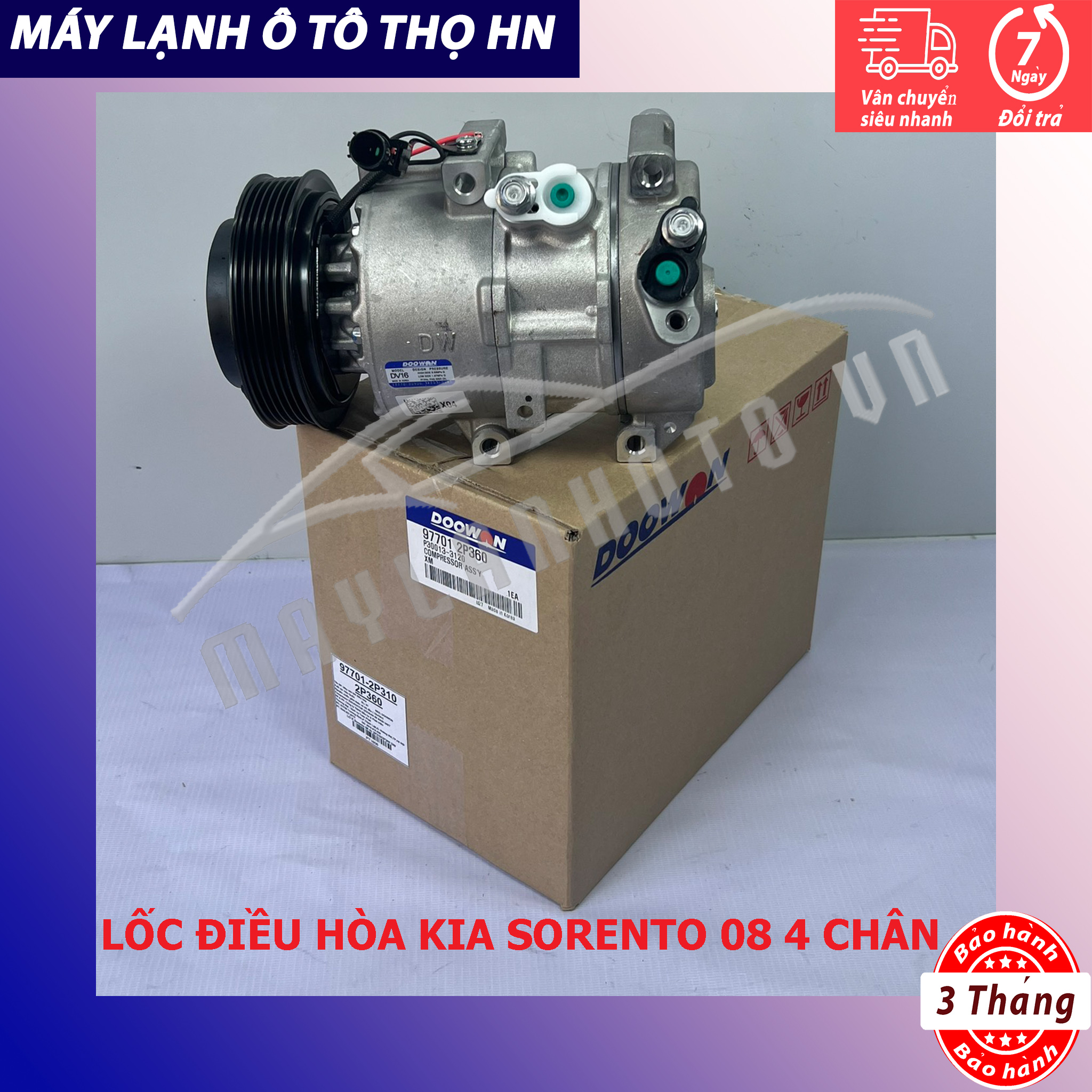 Lốc điều hòa (block,máy nén) Kia Sorento 2008 (4 chân, van điện) Hàng xịn Hàn Quốc 97701-2P310/2P360