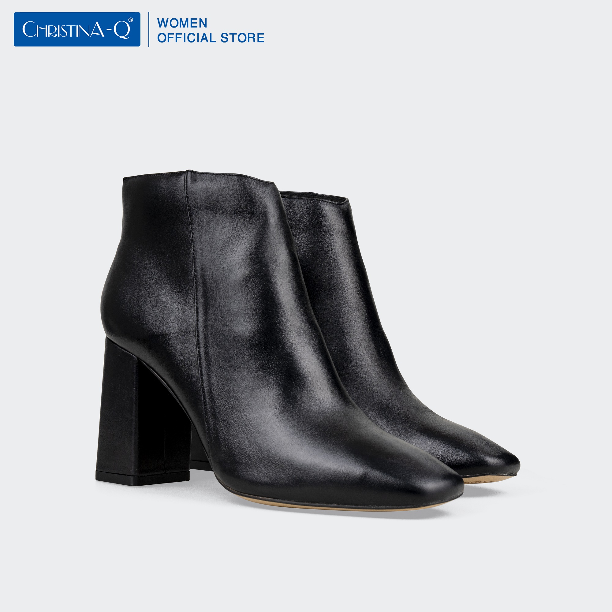 Giày Boots Nữ Mũi Vuông Da Thật ChristinA-Q BOV011