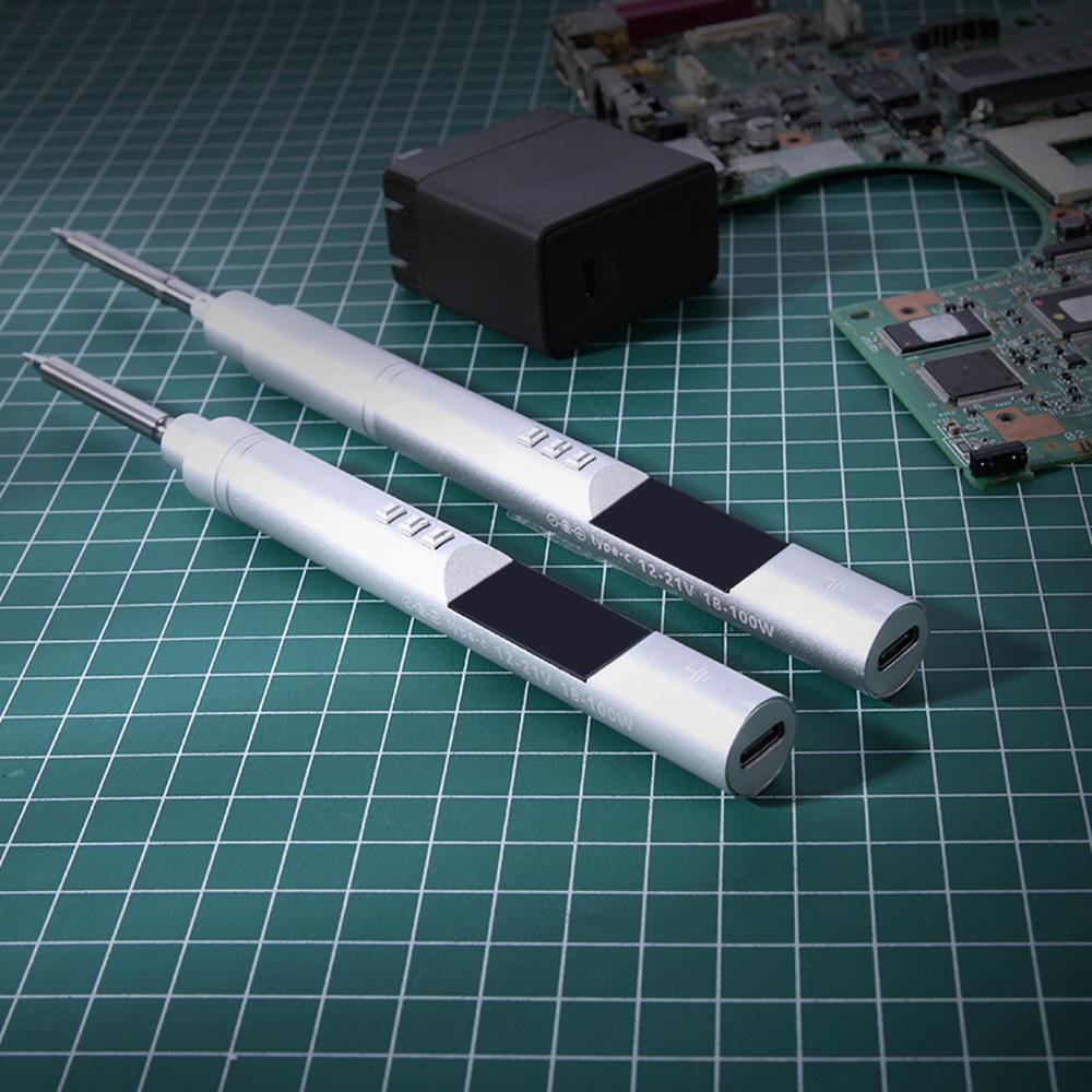 PTS200 65W PD3.0 Intelligent Soldering Iron CNC Metal Housing 0.96inch OLED Display Open Source Programing 50-450℃ Temperature Controllable Soldering Station Compatible with T12 T-S Series Soldering Tips