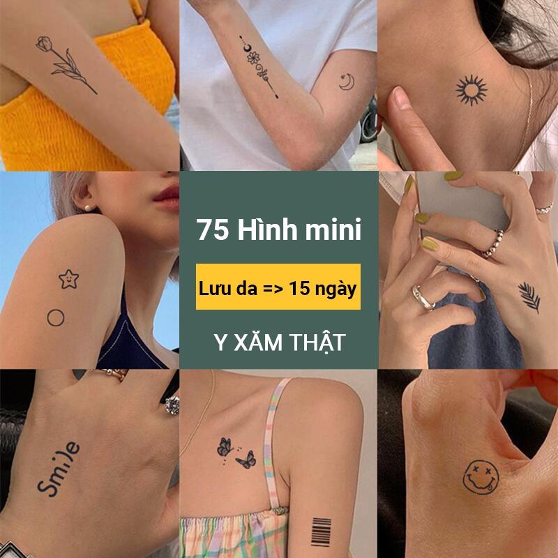 Hình Xăm Dán Tạm Thời y xăm thật Hình Mặt Gấu, Ngôi Sao, Mặt Cười 75 Loại Tùy Chọn