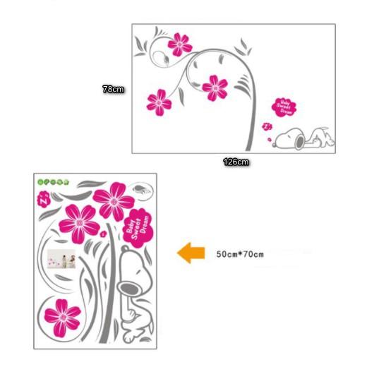 Decal trang trí chú chó và cây hoa hồng