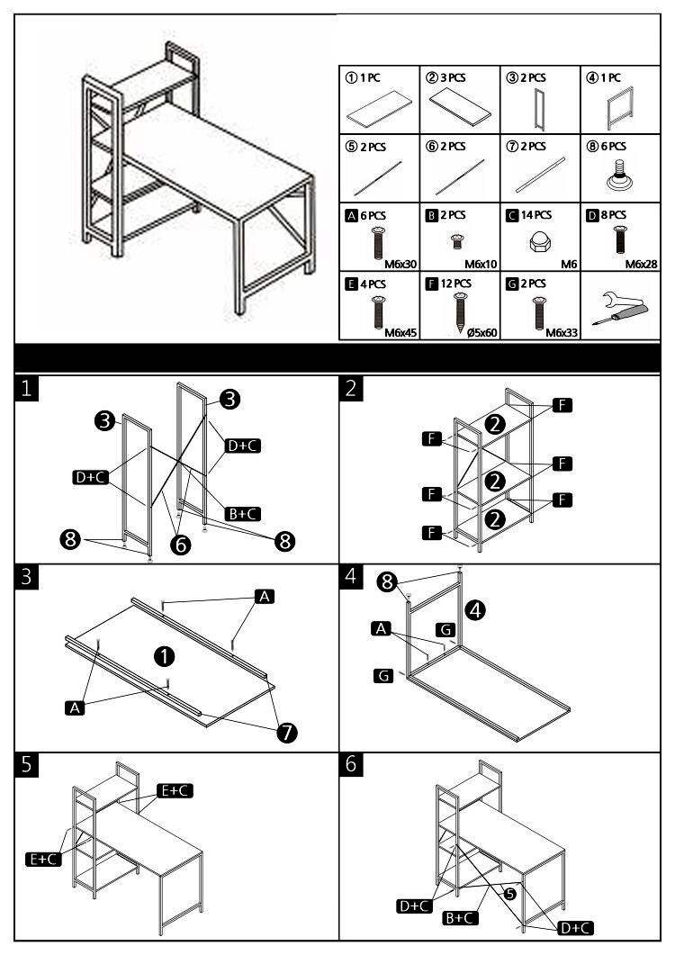 Bàn văn phòng, bàn vi tính, bàn học có kệ sách đi kèm Kachi MK184