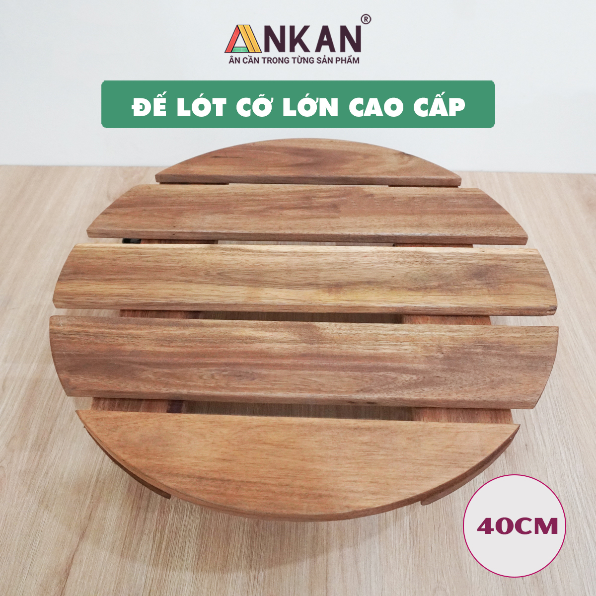 Đế Lót Để Chậu Cây Có Bánh Xe ANKAN 40cm Làm Giá Đỡ Kệ Hoa Cây Cảnh, Màu Vàng Nắng, Chịu Tải 150Kg