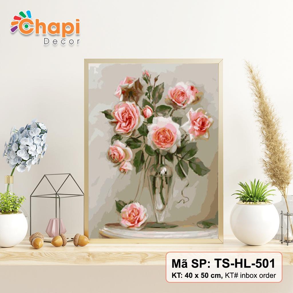 Tranh tô màu số hóa Chapi Hoa Hồng Hot Trend KT 40x50cm đã căng khung, Có dầu bóng | Chapi Decor