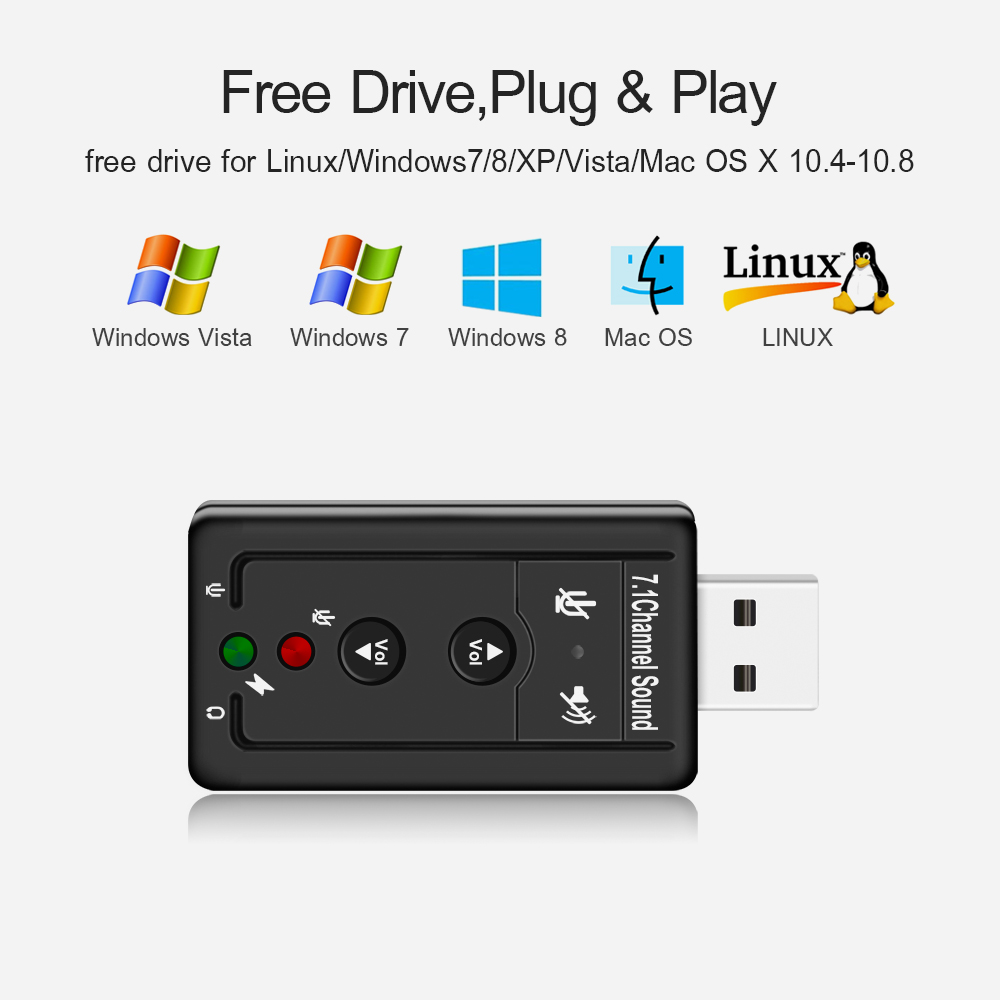 USB Sound Card 7.1 Channel Usb External Sound Card USB to Jack 3.5mm Headphone Audio Adapter Micphone Sound Card For Mac Android