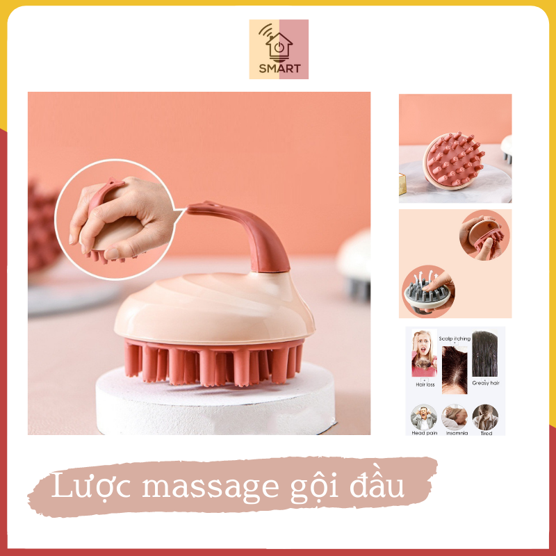 Lược gội massage da đầu bằng chất liệu silicon cao cấp giảm rụng kích thích mọc tóc tặng kèm móc khóa