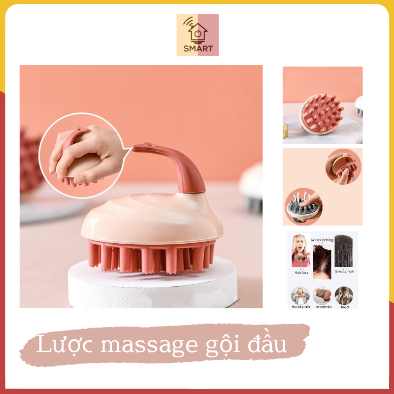 Lược gội massage da đầu bằng chất liệu silicon cao cấp giảm rụng kích thích mọc tóc tặng kèm móc khóa (Mẫu ngẫu nhiên)