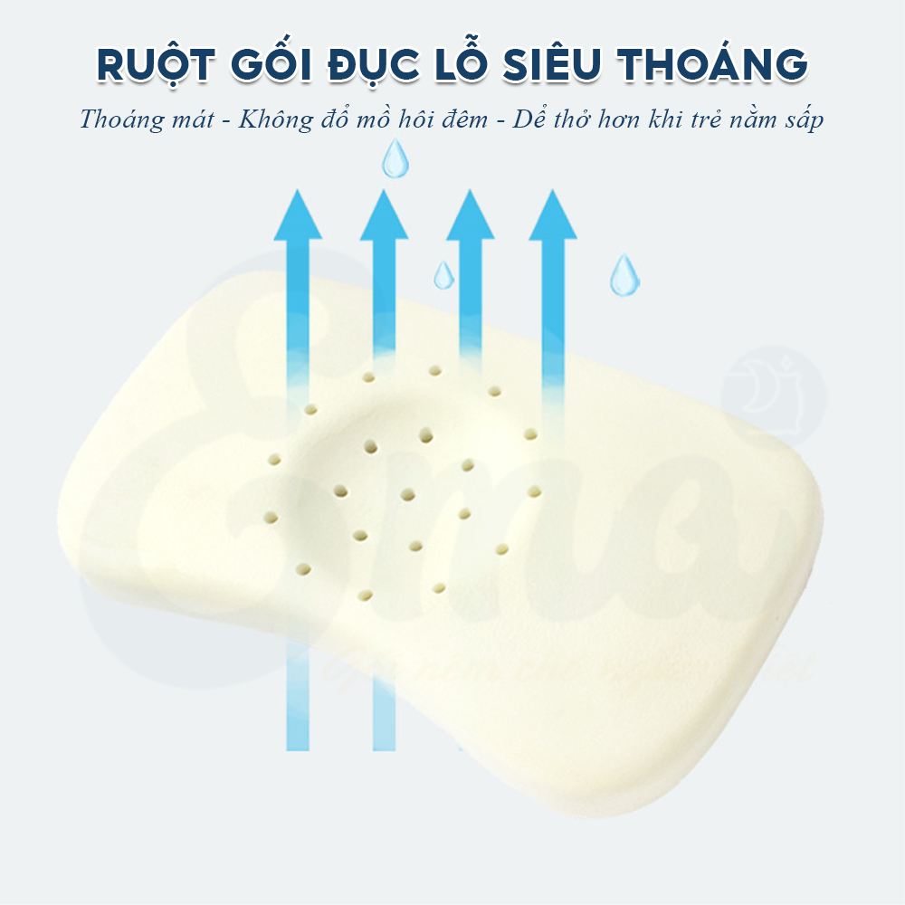 Gối cao su non trẻ em thiết kế công thái học cho bé từ 1-6 tuổi - Hàng cao cấp với ruột gối đục lỗ thoáng khí