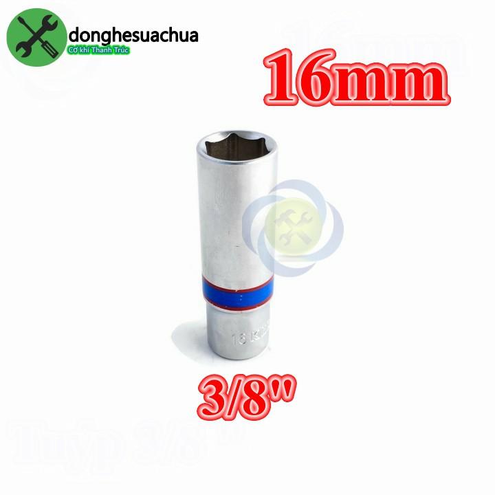 Tuýp 16mm loại 3/8 dài 63mm có 6 cạnh màu trắng Kingtony 323516M