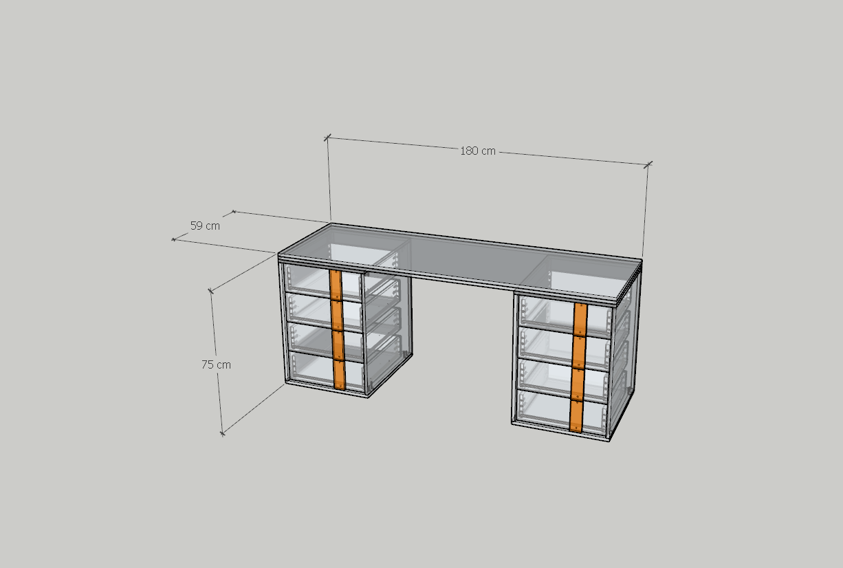 HAPPY FURNITURE , Bàn làm việc 8 ngăn kéo - SPACE, BAN_145 , 180cm x 59cm x 75cm DxRxC