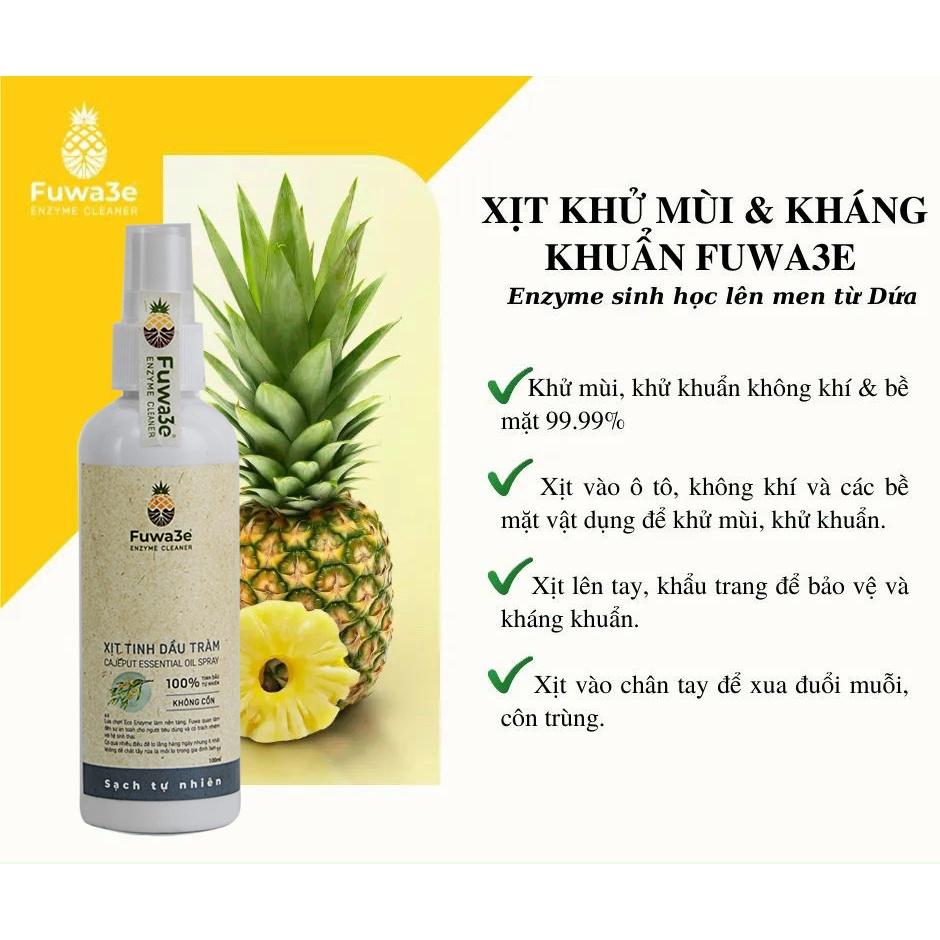 Xịt khử mùi kháng khuẩn đuổi muỗi côn trùng Fuwa3e hữu cơ tinh dầu tràm 100ml