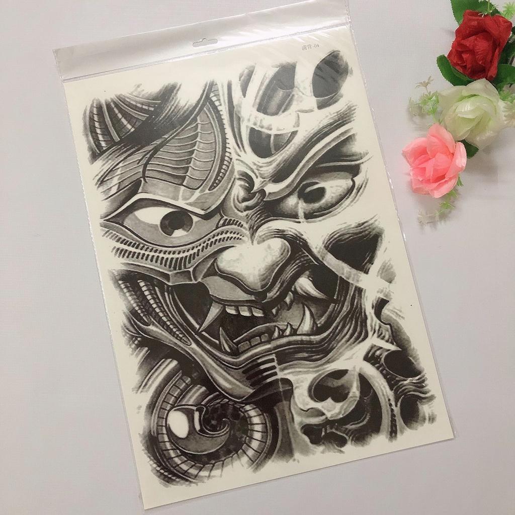 Hình xăm dán kín lưng cao cấp đen 34x48cm.