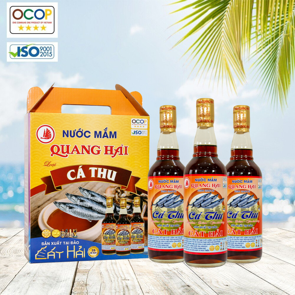 [OCOP] Nước Mắm Truyền Thống Cát Hải - Quang Hải, loại Cốt Cá Thu 35ºN, chai 500ml