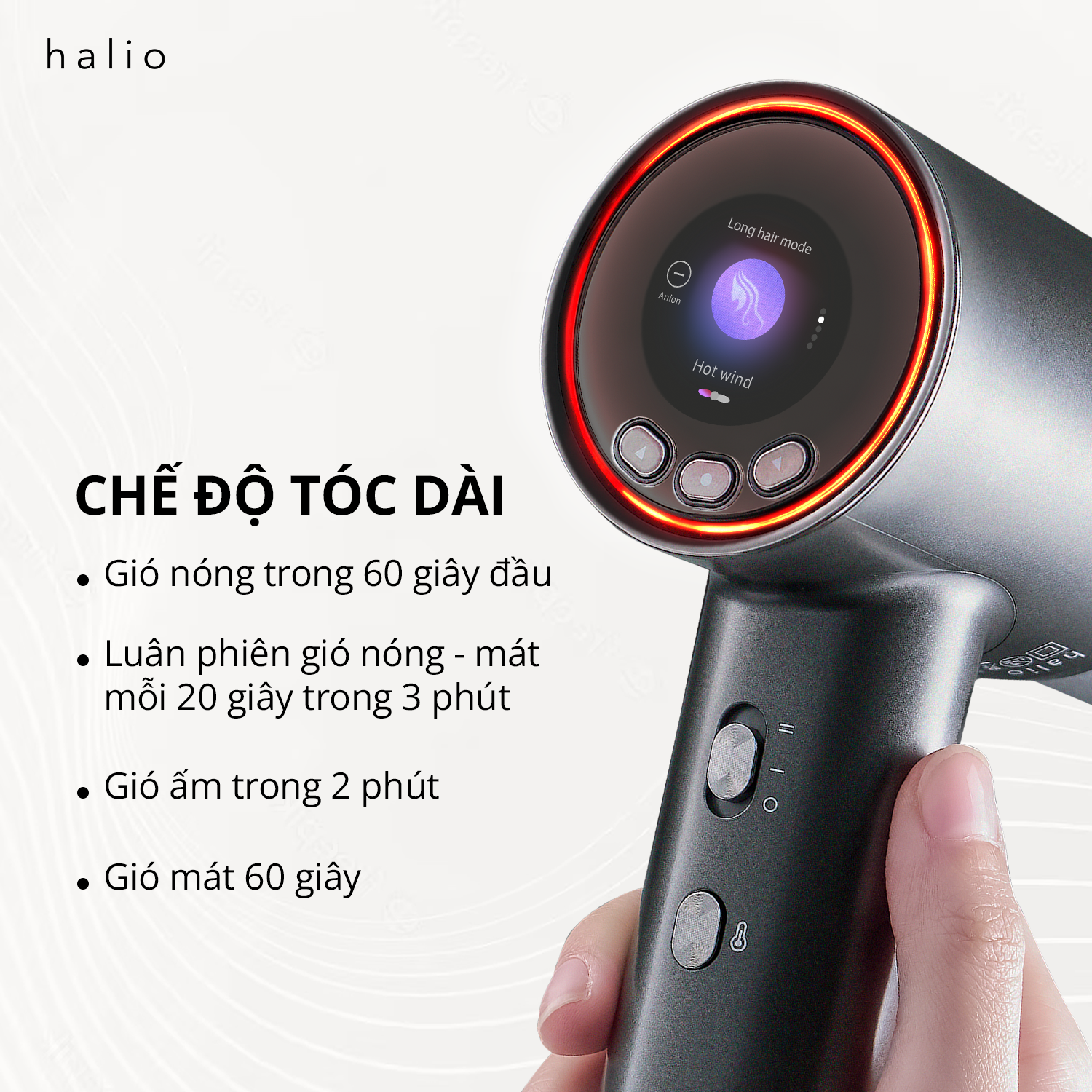 Máy Sấy Tóc Halio Hypersonic Hair Dryer Luân Phiên Nóng Lạnh, Bảo Vệ Da Đầu