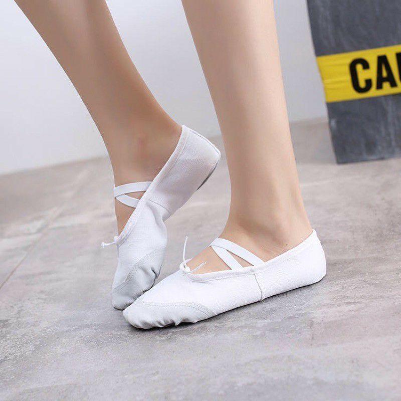 Giày múa ballet vải canvas, mũi bọc da cho TRẺ EM (Size 25-34)