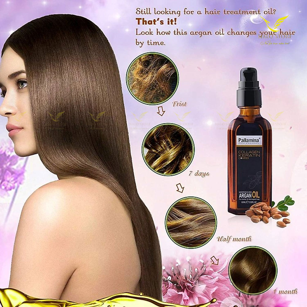 Tinh dầu Pallamina Moroccan Argan Oil Serum dưỡng bóng tóc cao cấp 60ml