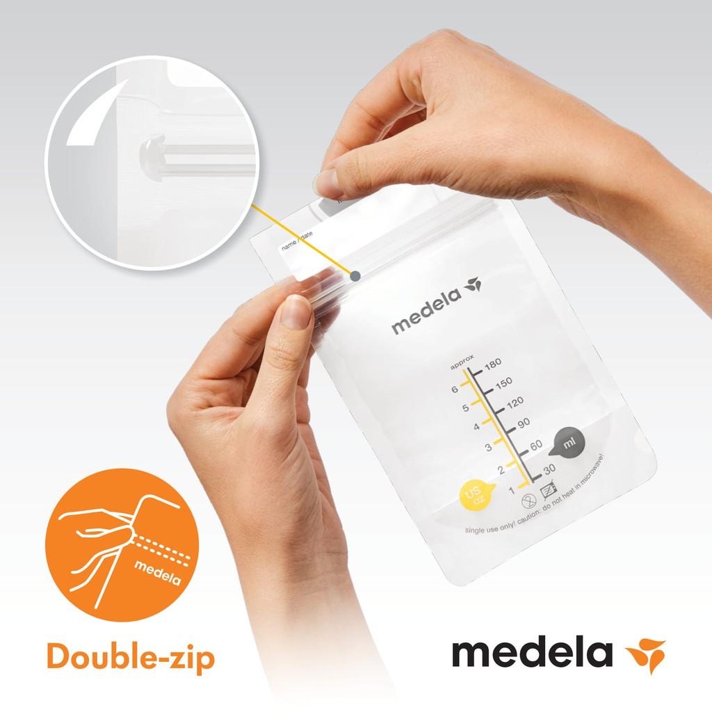 Hộp 25/50 túi trữ sữa Medela loại 180ml chống thủng - Có thể đặt nằm ngang hoặc dựng đứng dễ dàng xếp gọn trong tủ lạnh