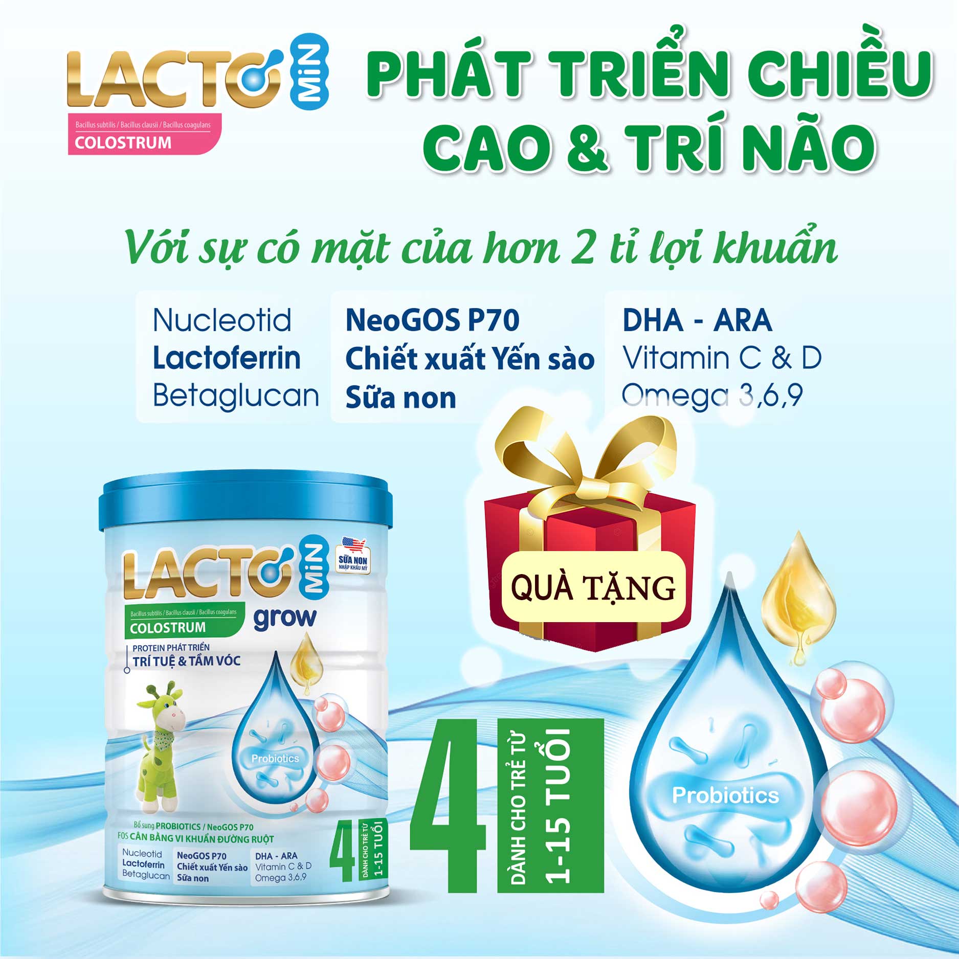 Sữa tăng chiều cao Lacto Fiber Grow 900g ( từ 1-15 tuổi)