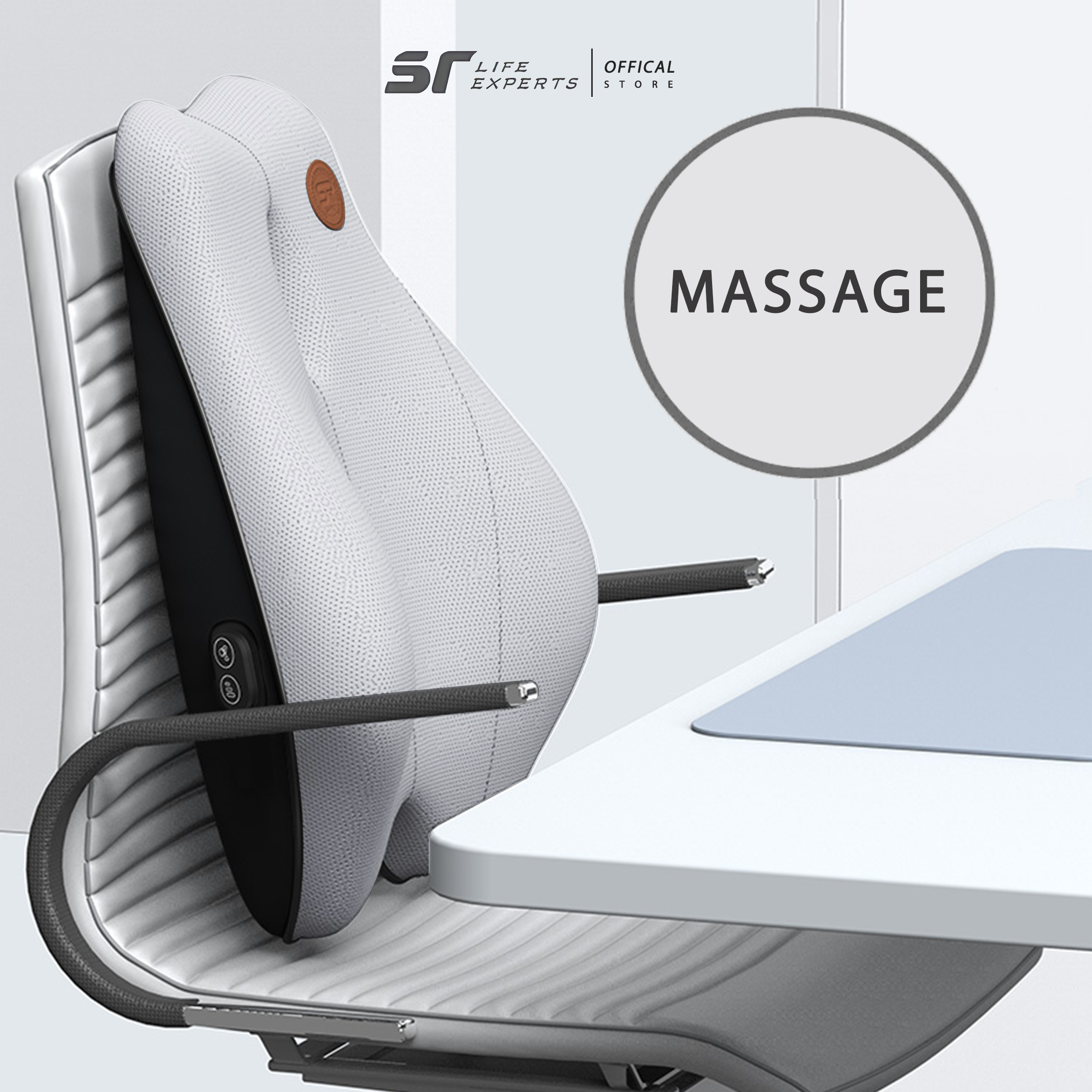 Gối Tựa Lưng Tích Hợp Massage, Đệm Lưng Chống Gù, Giảm Đau Cột Sống Dùng Cho Văn Phòng ô tô - Sairui