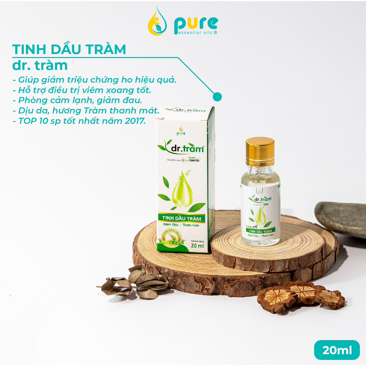 Tinh dầu Dr.Tràm giữ ấm, kháng khuẩn, phòng cảm lạnh 20ml - - Tinh dầu thiên nhiên, an toàn cho sức khỏe gia đình