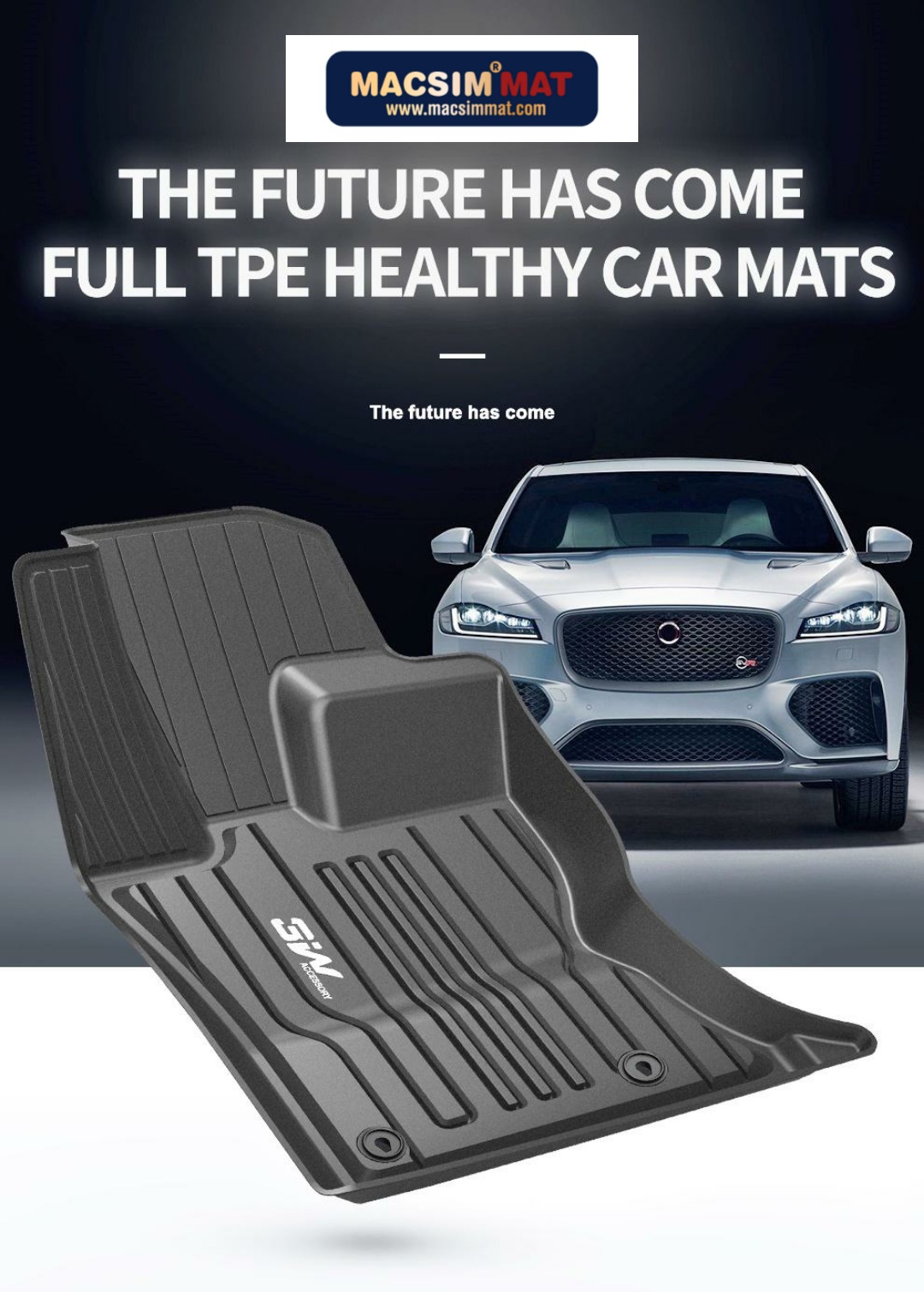 Thảm lót sàn xe ô tô dành cho JAGUAR XE 2014- đến nay Nhãn hiệu Macsim 3W chất liệu nhựa TPE đúc khuôn cao cấp - màu đen