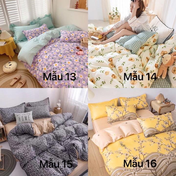 Bộ chăn ga cotton Hàn Quốc hoa nhí phong cách trang nhã, drap giường đẹp