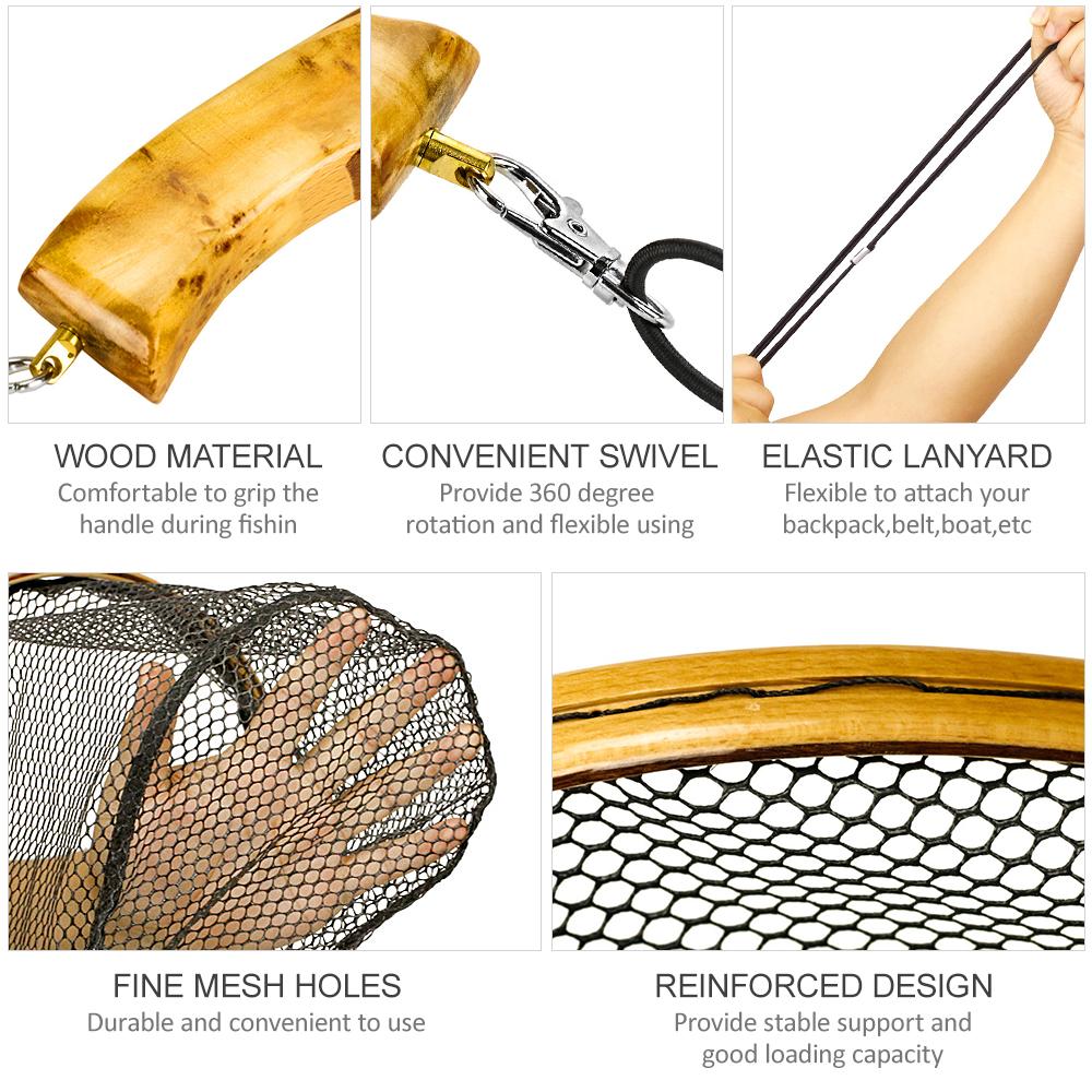 Fishing Landing Net with Elastic Lanyard Fly Fishing Net Fishing Catch and Release Net