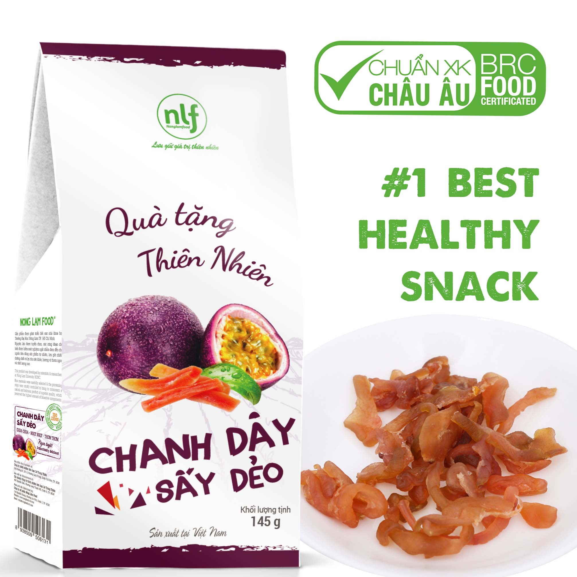 Chanh dây sấy dẻo Nonglamfood hộp 145g | Healthy Snack | Ăn vặt hỗ trợ giảm cân, đẹp da, chống lão hoá, cung cấp dưỡng chất