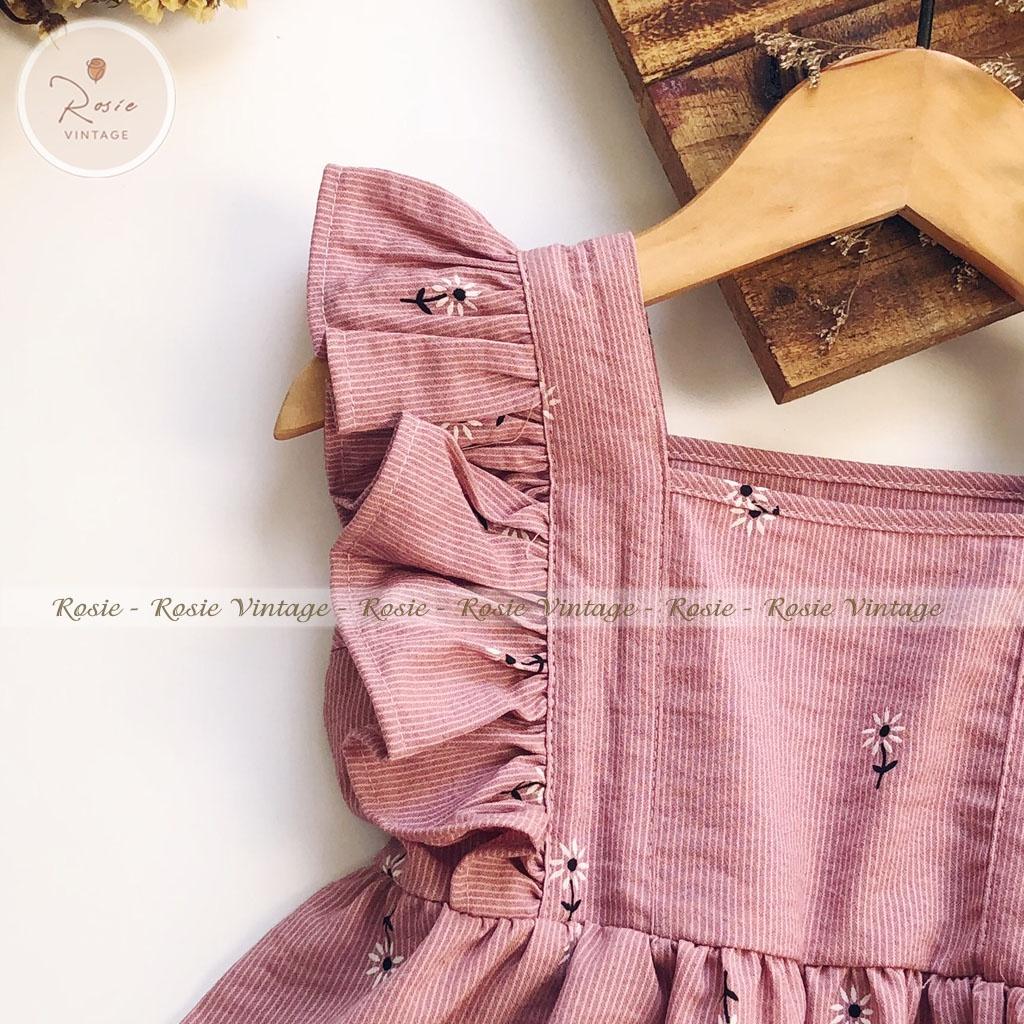 Váy cánh tiên hồng in hoa ROSIE V16, chất vải mềm thoáng mát cho bé gái từ 9 - 36kg