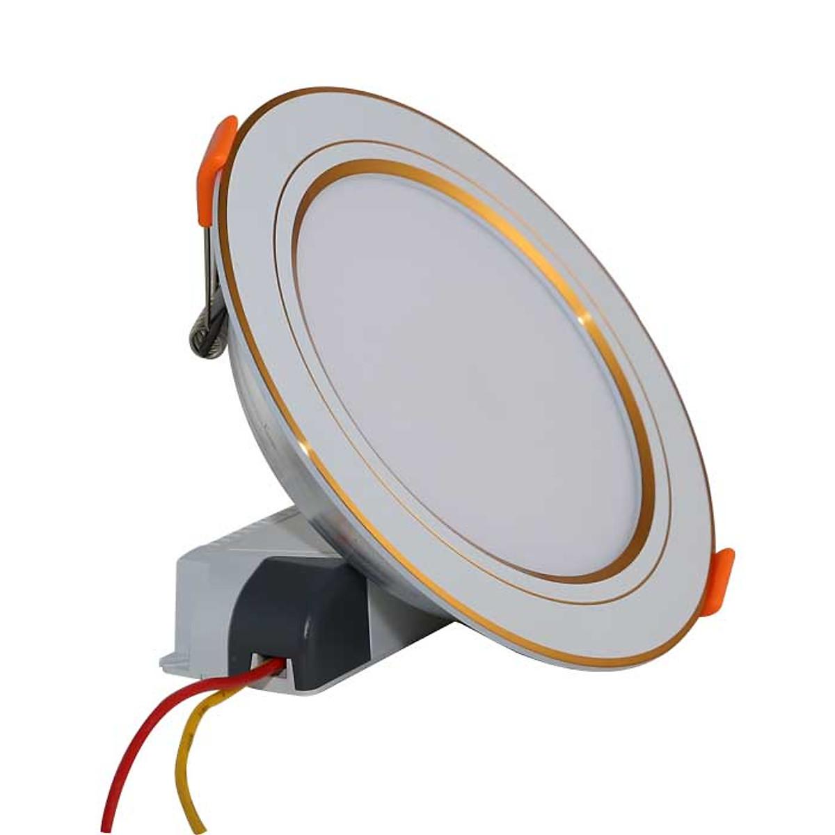 Combo 6 Đèn LED âm trần đổi màu 7W Rạng Đông, Model  downlightD AT10L DM 90/7w - Viền Bạc