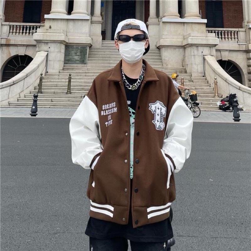 Áo Varsity Jacket Ullzang TIME MONNEY - Áo khoác Cardigan Bomber Unisex phối bo siêu hot - OCEAN.CLO