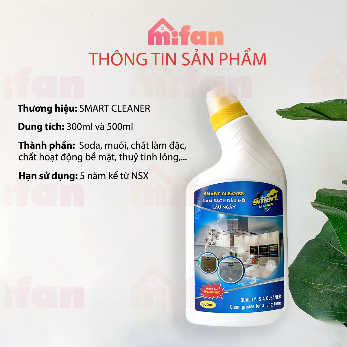 Làm Sạch Dầu Mỡ Lâu Ngày SMART CLEANER - Tẩy Sạch Dầu Mỡ Trong 5 Phút Không Cần Cọ Rửa - MIFAN Phân Phối Chính Hãng