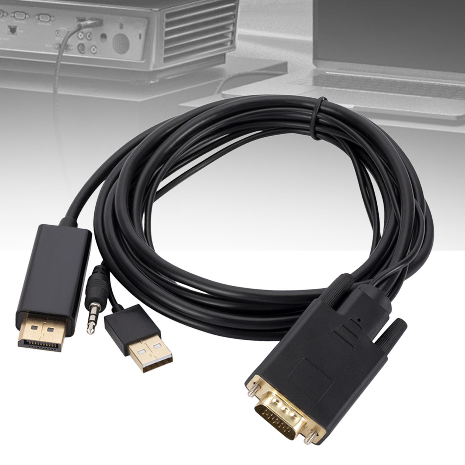 VGA to DP Cable, Male to Male Connection Adapter, Video 1080P 1.8M Converter for Monitor PC Laptop Computer