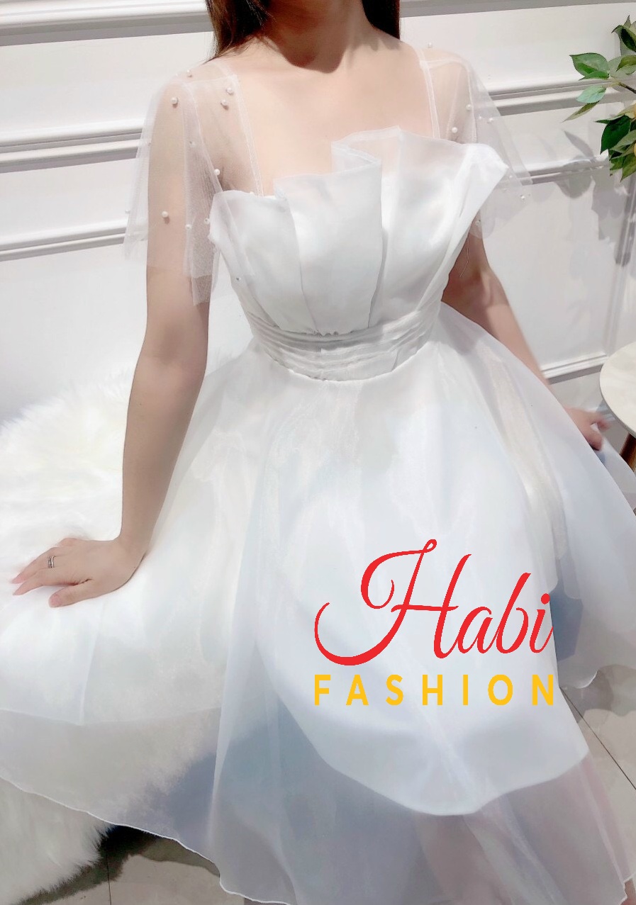 Đầm công chúa trắng dự tiệc xinh xỉu hàng thiết kế cao cấp giá rẻ đi cưới, sinh nhật, kỷ yếu miễn chê Habi Fashion