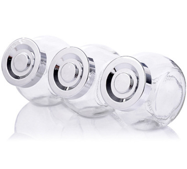 Hũ Thủy Tinh 2 Đáy Nắp Nhựa Xi Bạc 50ml | 180ml | 380ml | 480ml , Tùy chọn Dung Tích