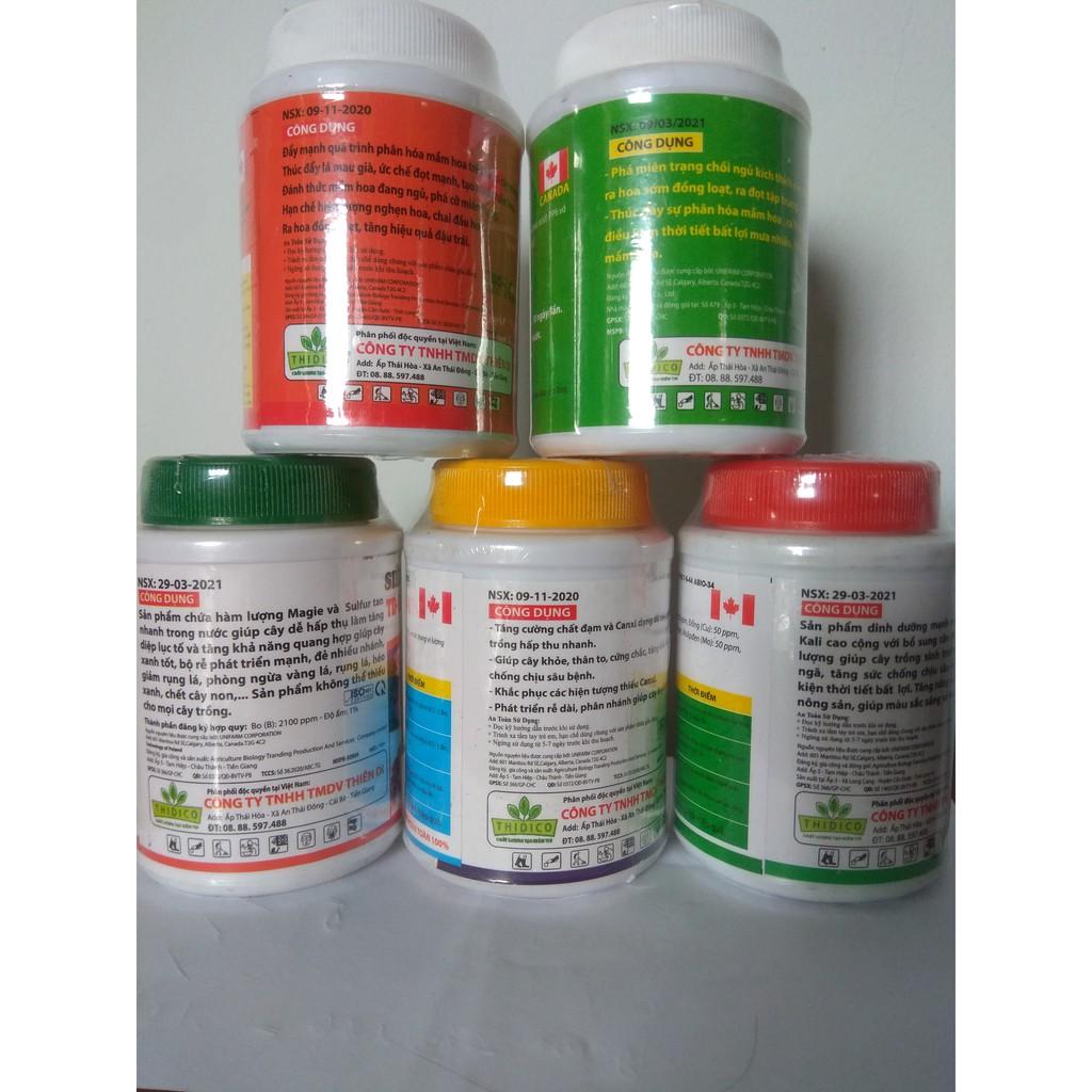 Bộ 5 chai phân bón dưỡng cây, kích hoa TD - 100 gram/chai