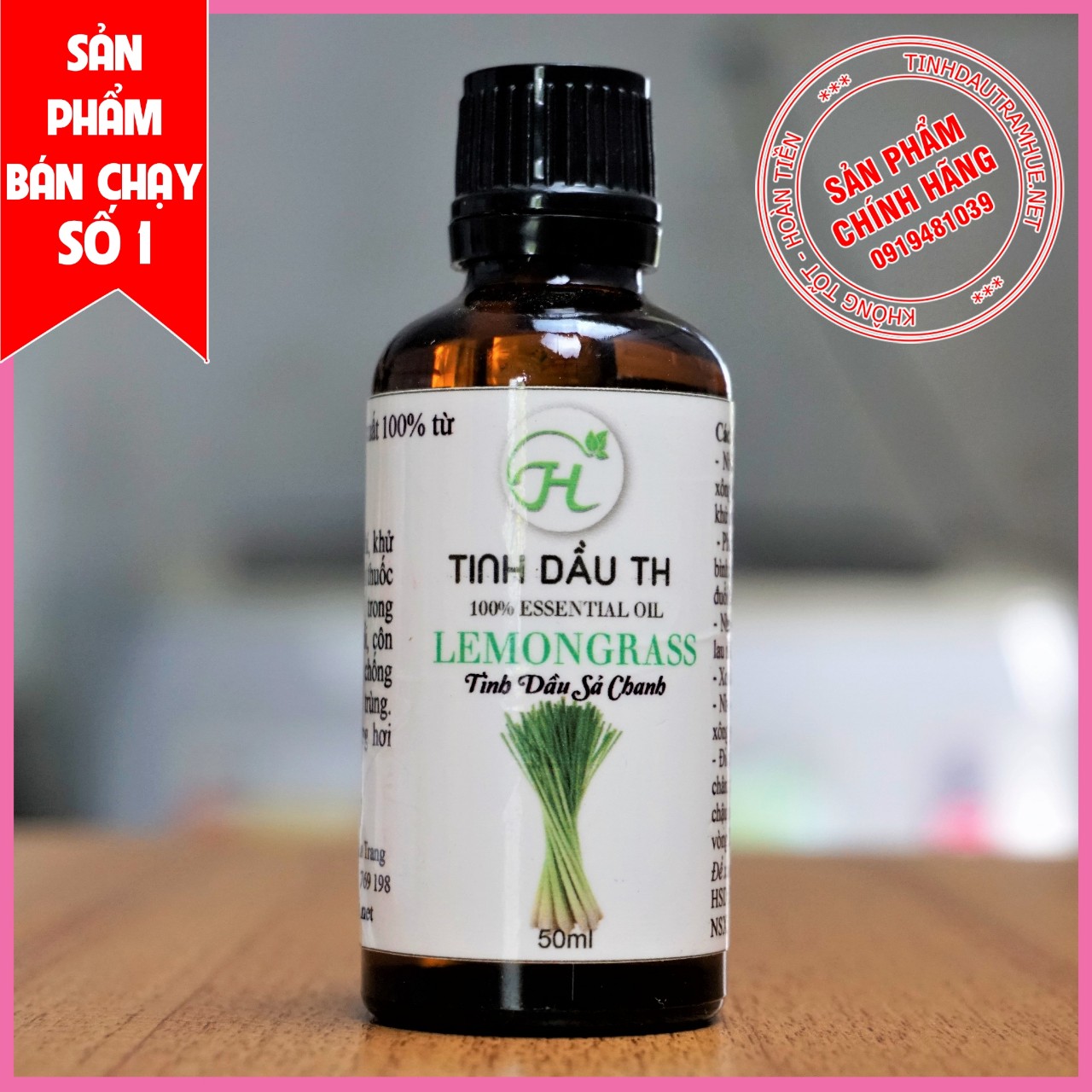 Tinh Dầu Sả Chanh TH 100% Thiên Nhiên, An Toàn Cho Trẻ, Xông Phòng, Khử Mùi, Kháng Khuẩn, Đuổi Muỗi, Giải Cảm