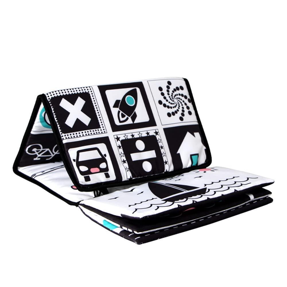 Gương trẻ em, Gương có thể gập lại Đồ chơi gương trẻ em với mẫu tương phản trắng đen, hoạt động có độ tương phản cao Montessori Đồ chơi trẻ sơ sinh Đồ chơi cảm giác em bé 0-9 tháng