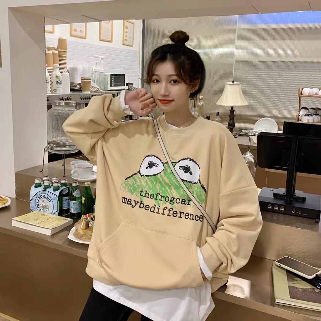 Áo sweater nỉ unisex form rộng Đầu Ếch phong cách ulzzang Thu Đông