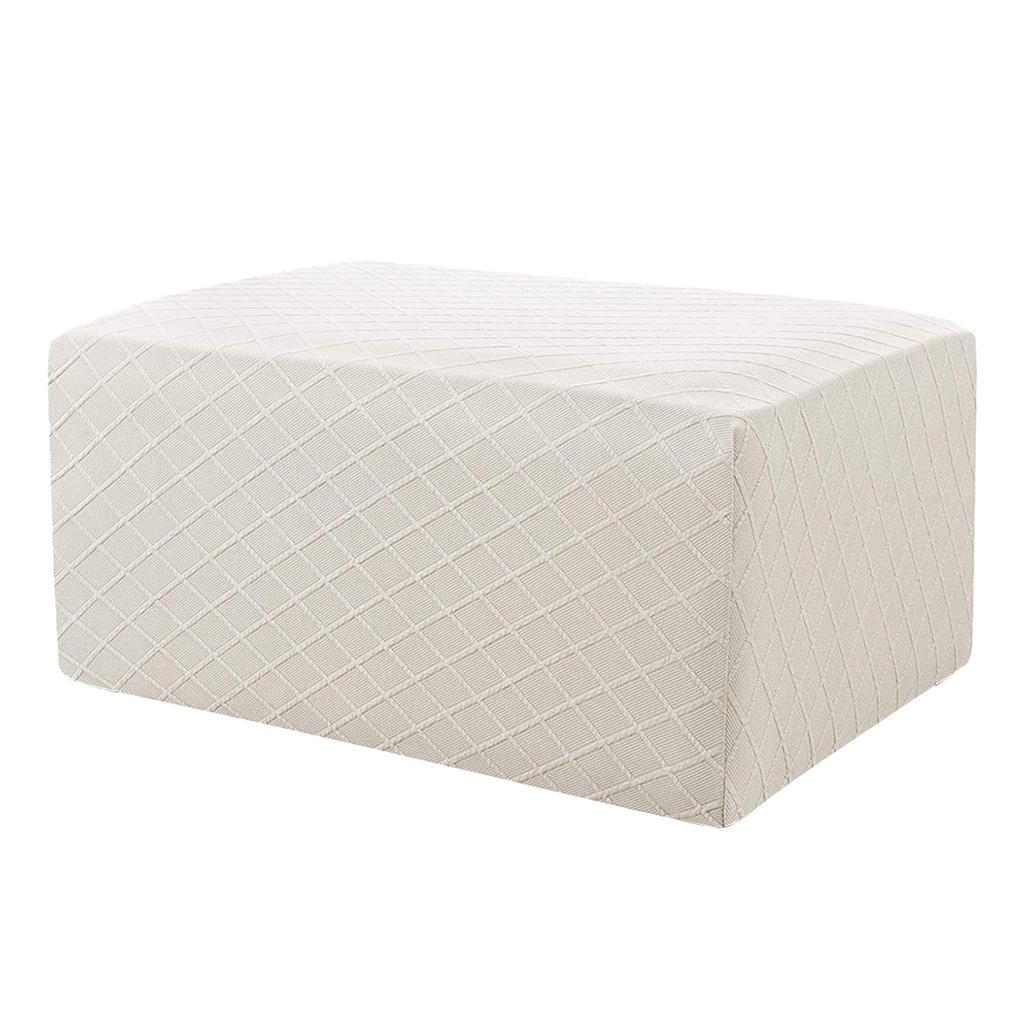 Storage Ottoman Stool Cover Footstool Stretch Grid Slipcover White