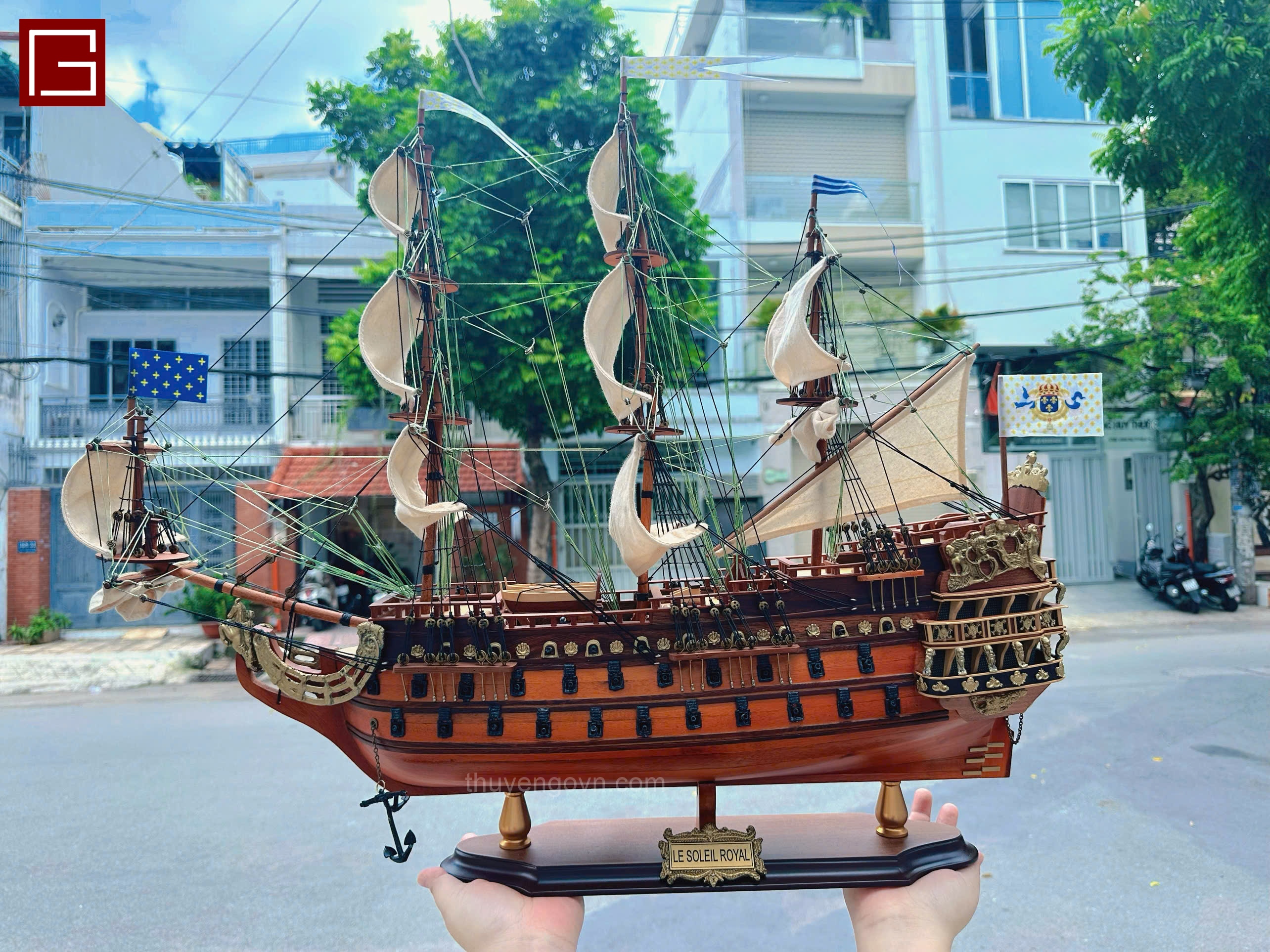 Mô Hình Thuyền Gỗ WASA chất liệu gỗ tràm, thuyền trang trí phong thủy, thuyển gỗ thủ công chính hãng